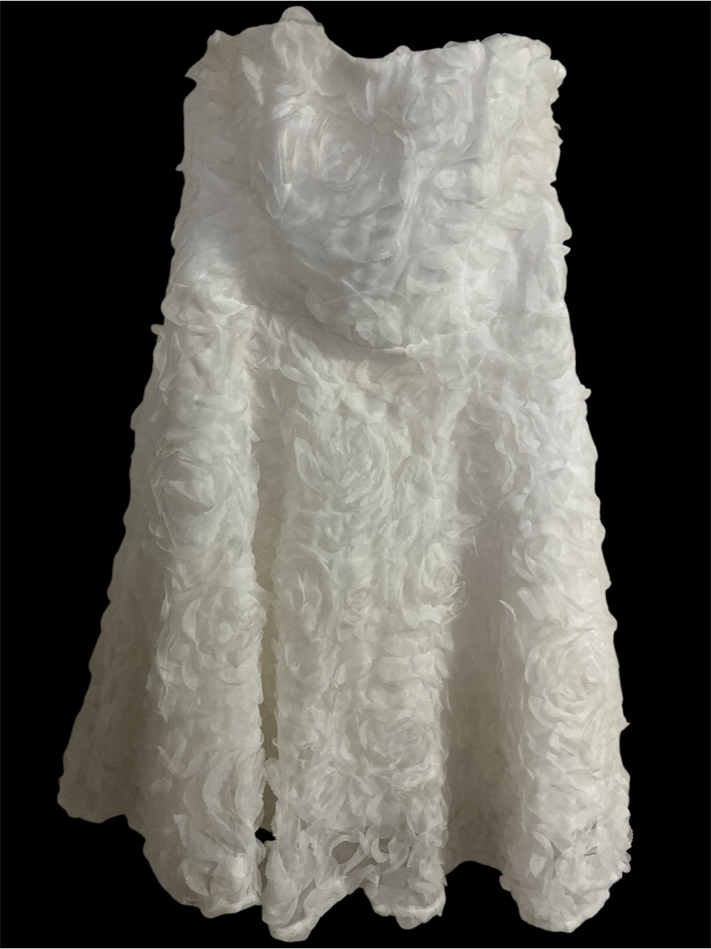 MANIJU Strapless White 3D floral rosette mini dress size L - Picture 5 of 11